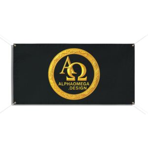 Alpha Omega Design vinyl banners — colorful Christian event signage